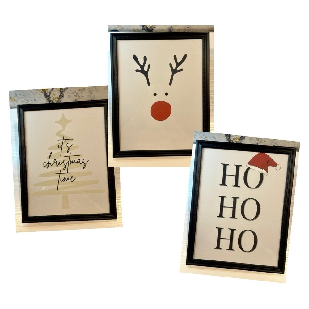 Framed Christmas 8x10” prints 3 parts | Funny Christmas prints Christmas